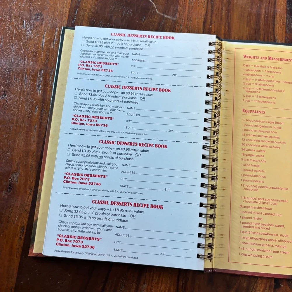 Vintage 1984 Borden Eagle Brand Classic Desserts Cookbook Spiral Bound 124 Pages